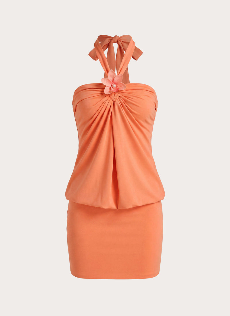 Marimae Halter Mini Dress - Apricot