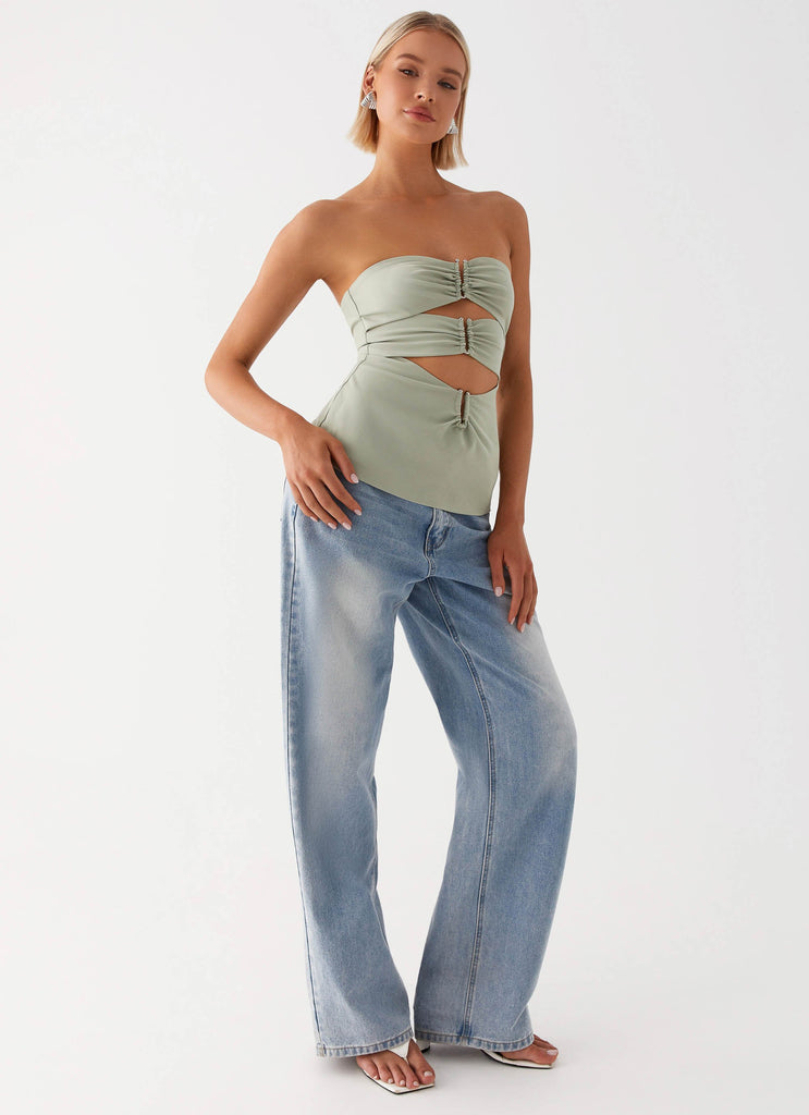 Collective Tops - Peppermayo Exclusive Micha Strapless Top - Khaki sixth image