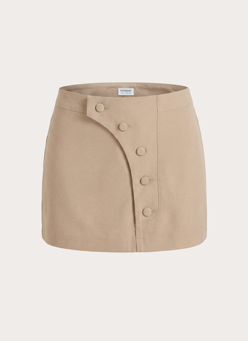 Milae Faux Suede Micro Mini Skirt - Beige