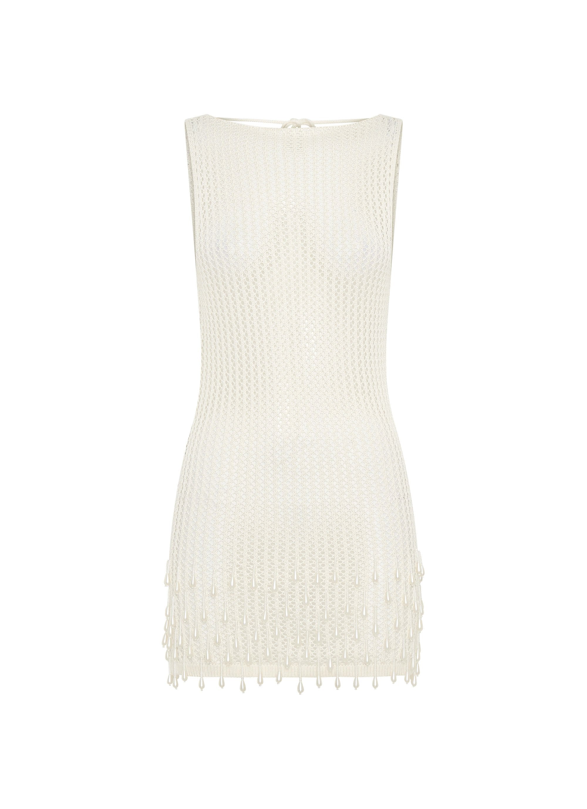 crochet beaded mini dress California Blue Crochet + Beaded Mini Dress