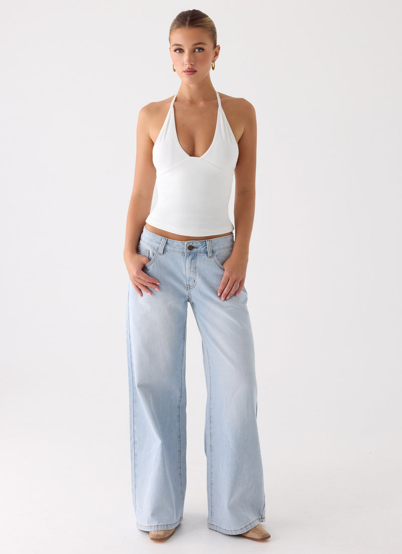 Neo Low Rise Wide Leg Denim Jeans - Light Blue Wash