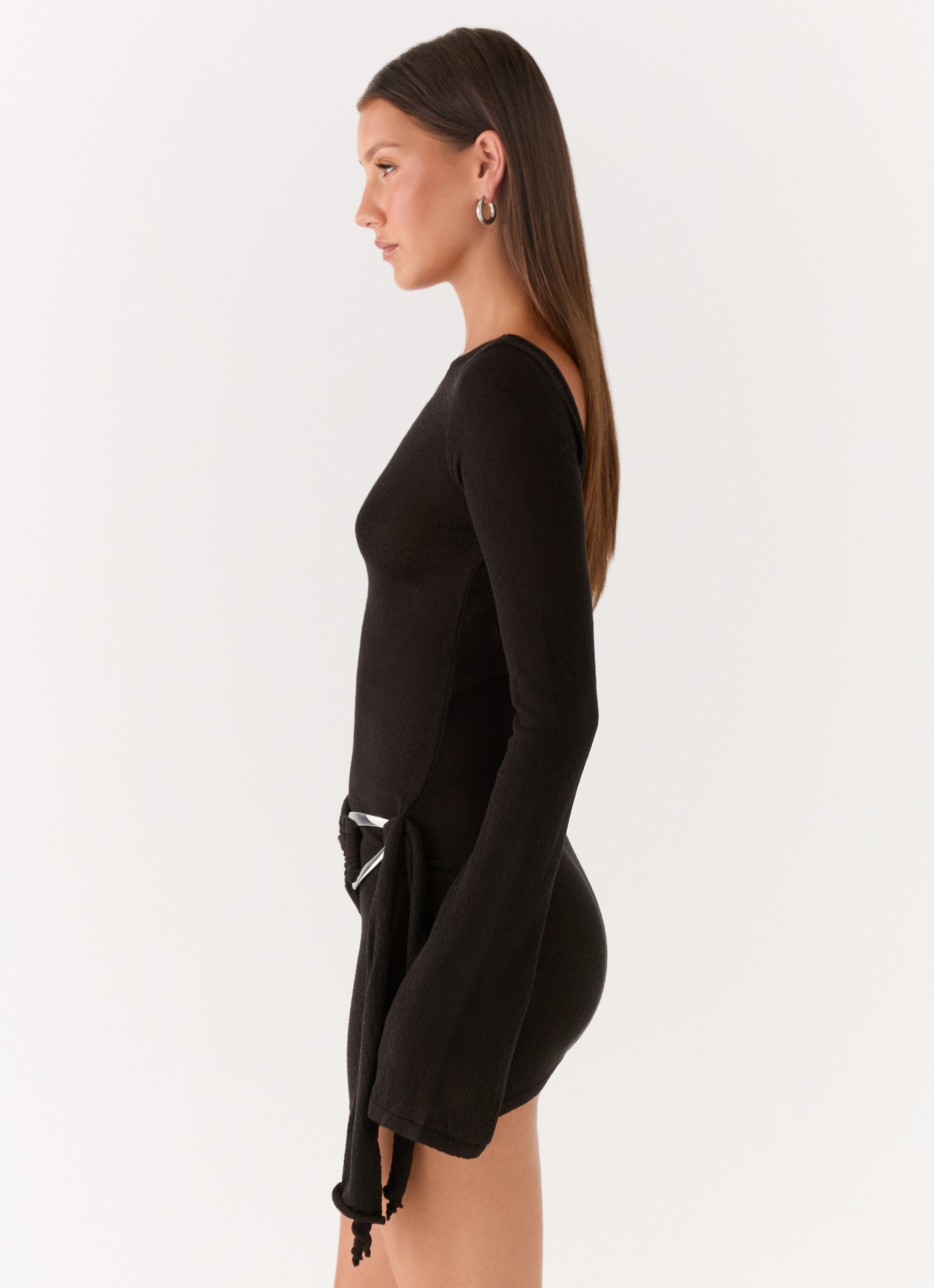 lilian long sleeve wrap mini dress - black reviews & Other Stories | linen wrap mini dress | Black