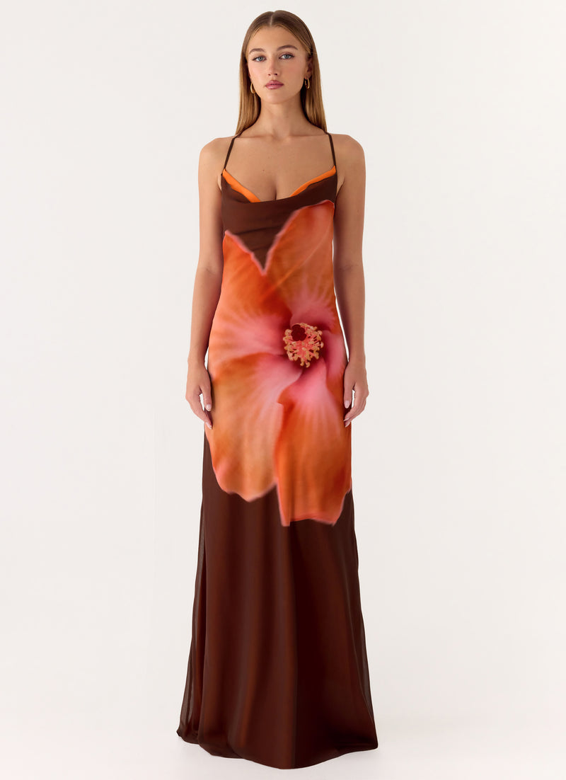 Night Drive Maxi Dress - Chocolate Blossom