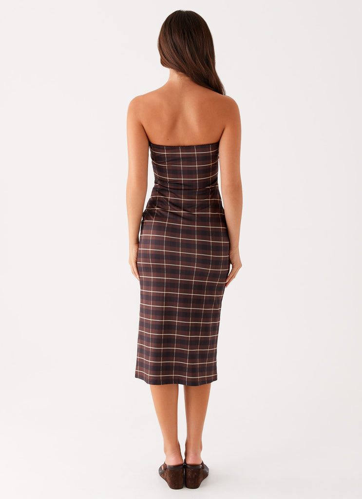 Collective Swimwear - Peppermayo Exclusive Niko Strapless Midi Dress - Brown Black Check fifth image