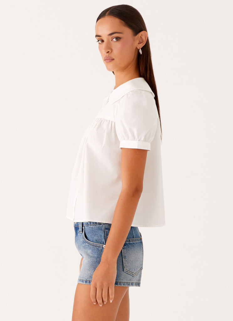 Collective Tops - Peppermayo Exclusive Nostalgia Babydoll Shirt - White fourth image