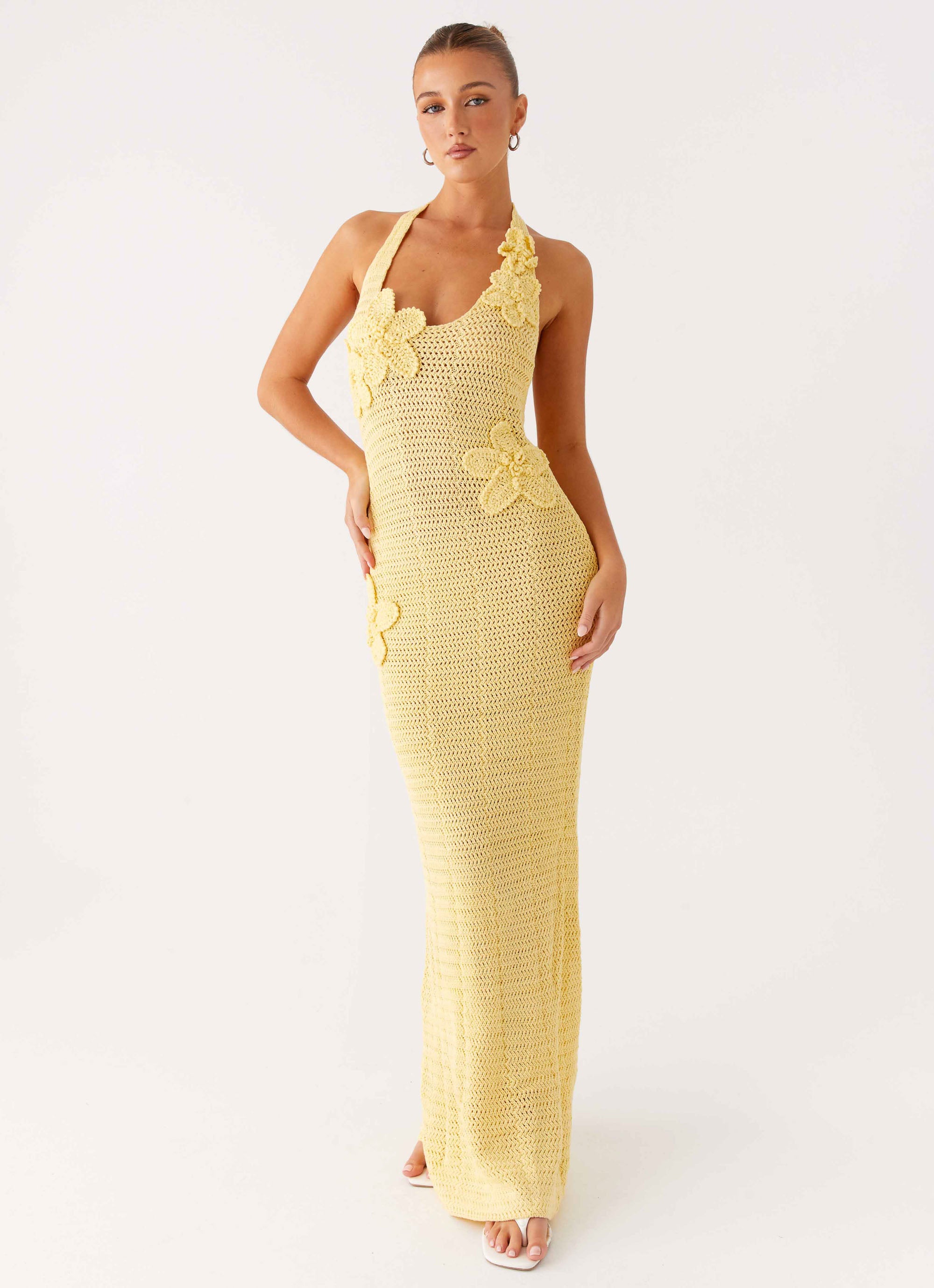 yellow crochet maxi dress SIULA CROCHET MAXI DRESS | YELLOW