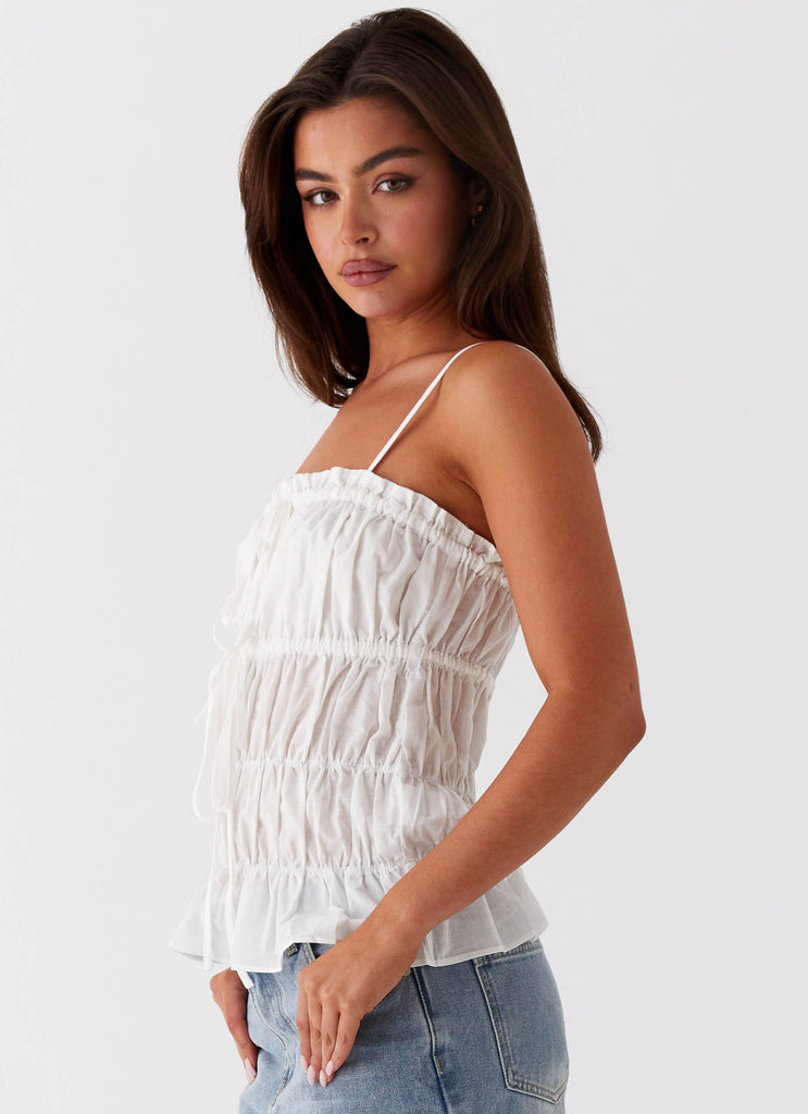 Collective Tops - Peppermayo Exclusive Novelle Ruched Top - White fourth image