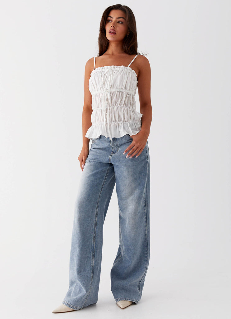 Collective Tops - Peppermayo Exclusive Novelle Ruched Top - White sixth image