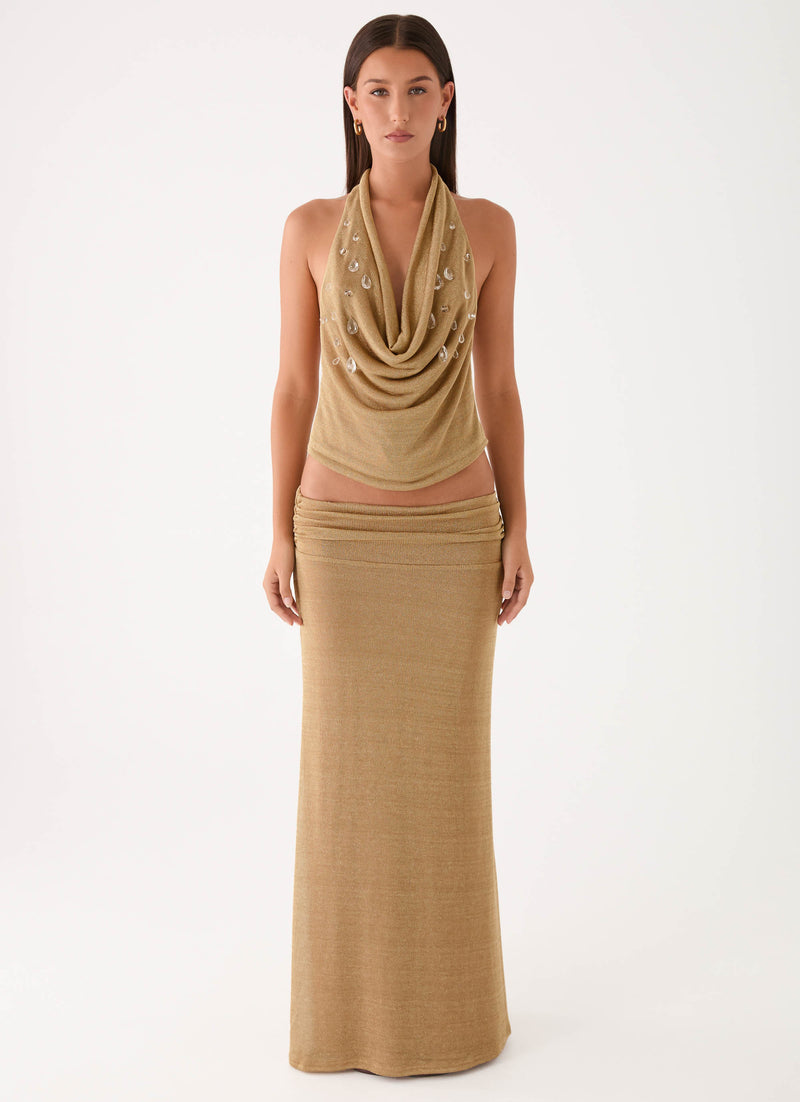 Olyssia Shimmer Embellished Top - Shimmer Gold