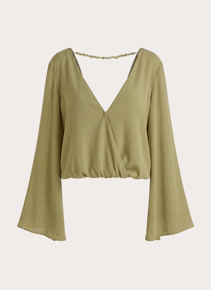 Orelia Long Sleeve Top - Green Olive