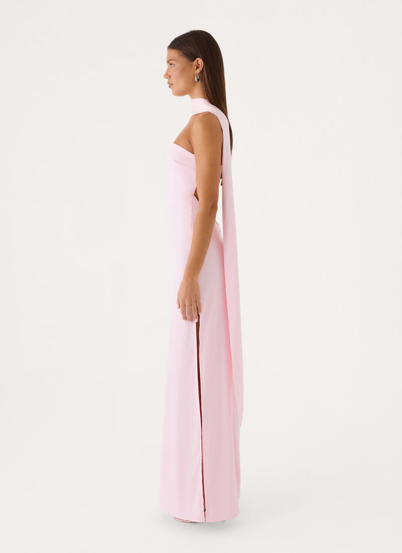 Out All Night Scarf Maxi Dress - Soft Pink