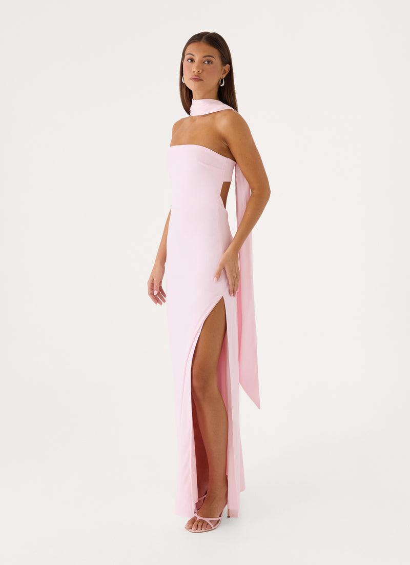 Out All Night Scarf Maxi Dress - Soft Pink