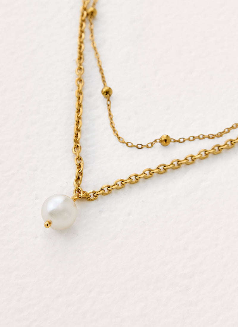 Paradise Hour Necklace - Gold Pearl