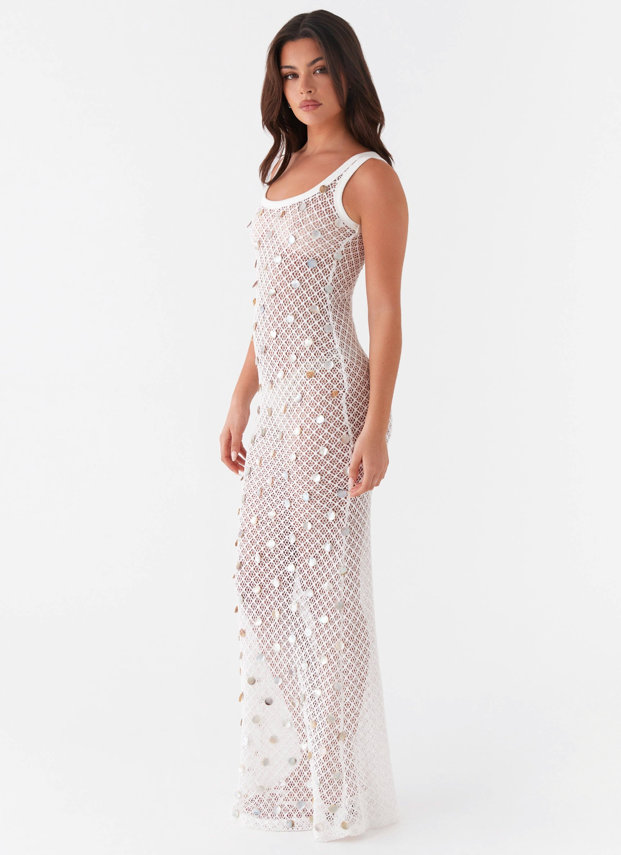 seashell knit dress Beige Sea Shell Knit Dress Queen of Sparkles