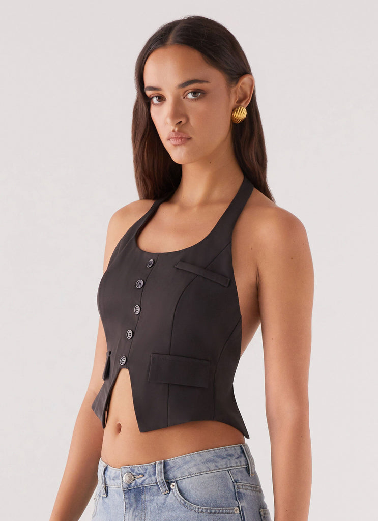 Collective Tops - Peppermayo Exclusive Kendra Backless Vest - Black fifth image