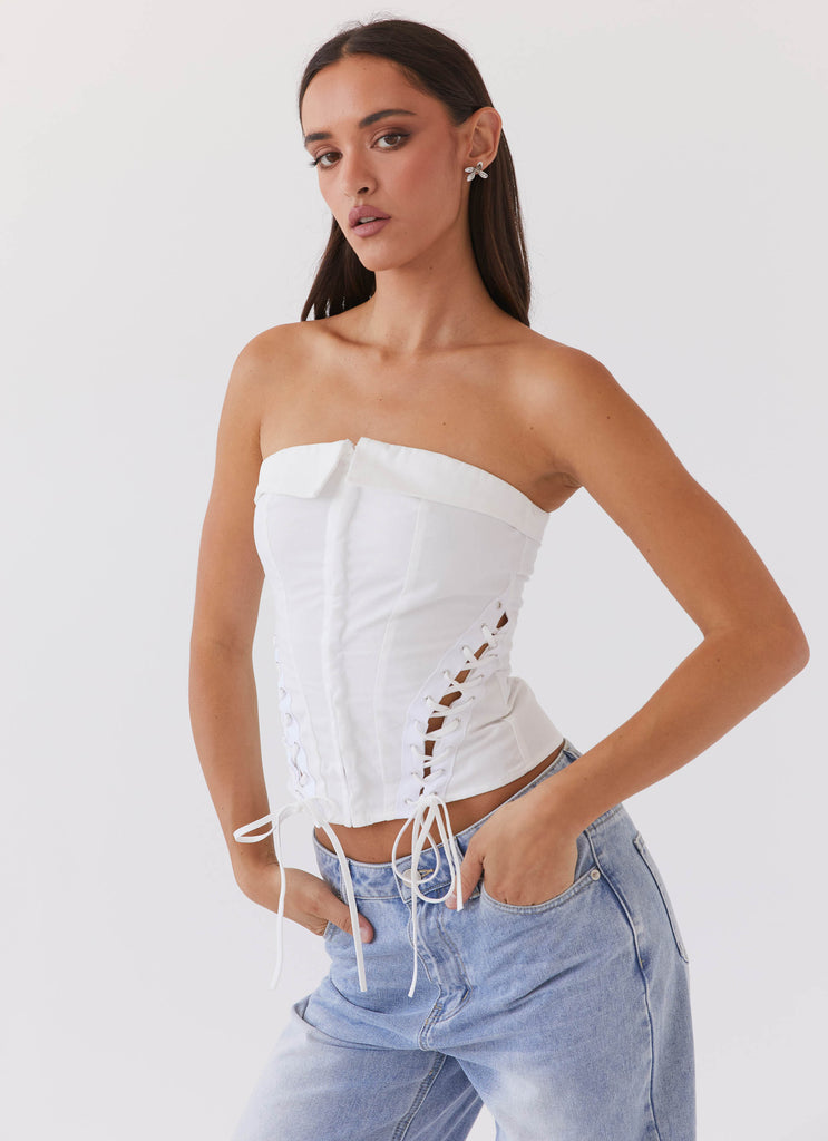 Collective Tops - Peppermayo Exclusive Be My Soulmate Bustier Top - White third image