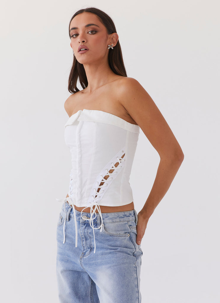Collective Tops - Peppermayo Exclusive Be My Soulmate Bustier Top - White fourth image
