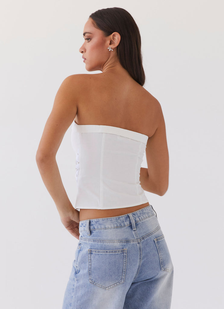 Collective Tops - Peppermayo Exclusive Be My Soulmate Bustier Top - White fifth image