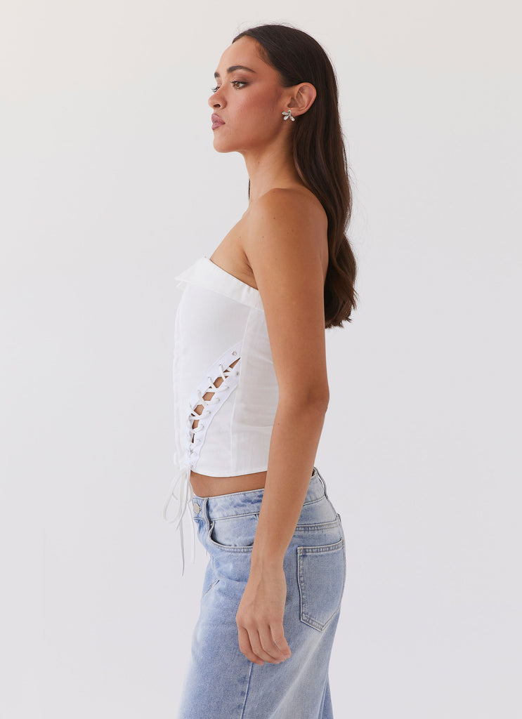 Collective Tops - Peppermayo Exclusive Be My Soulmate Bustier Top - White sixth image