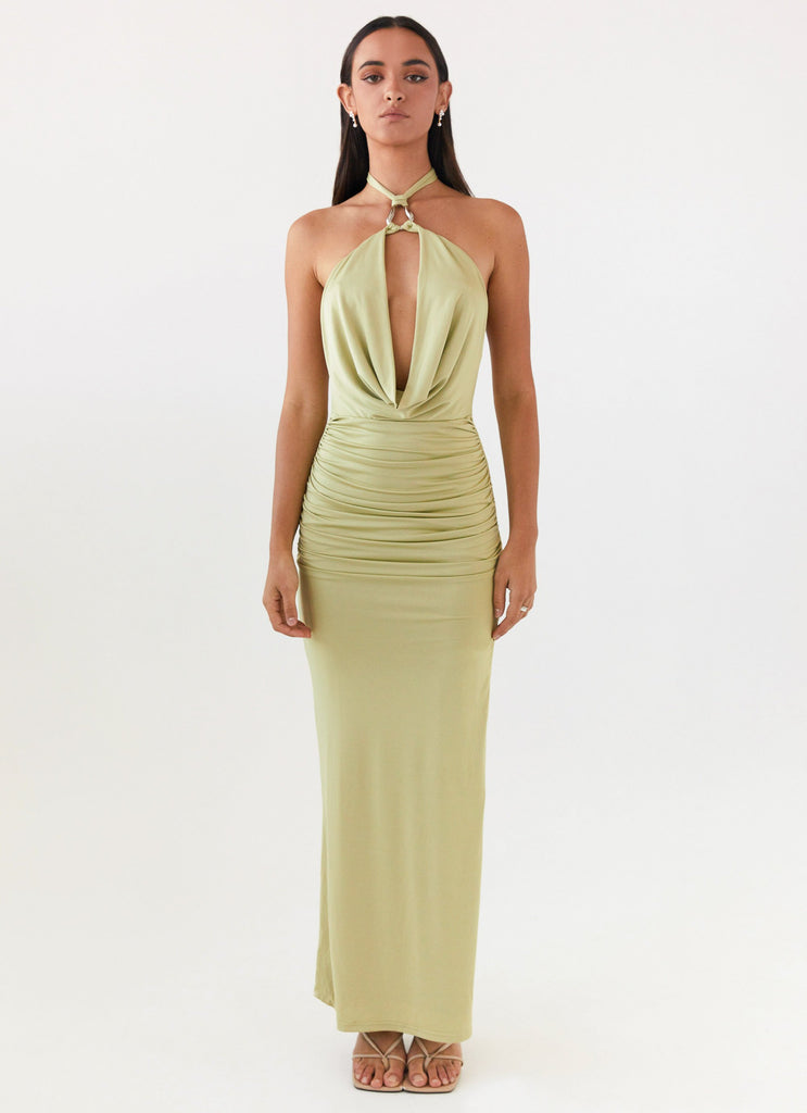 Collective Dress - Peppermayo Exclusive Samara Halterneck Maxi Dress - Sage image 3