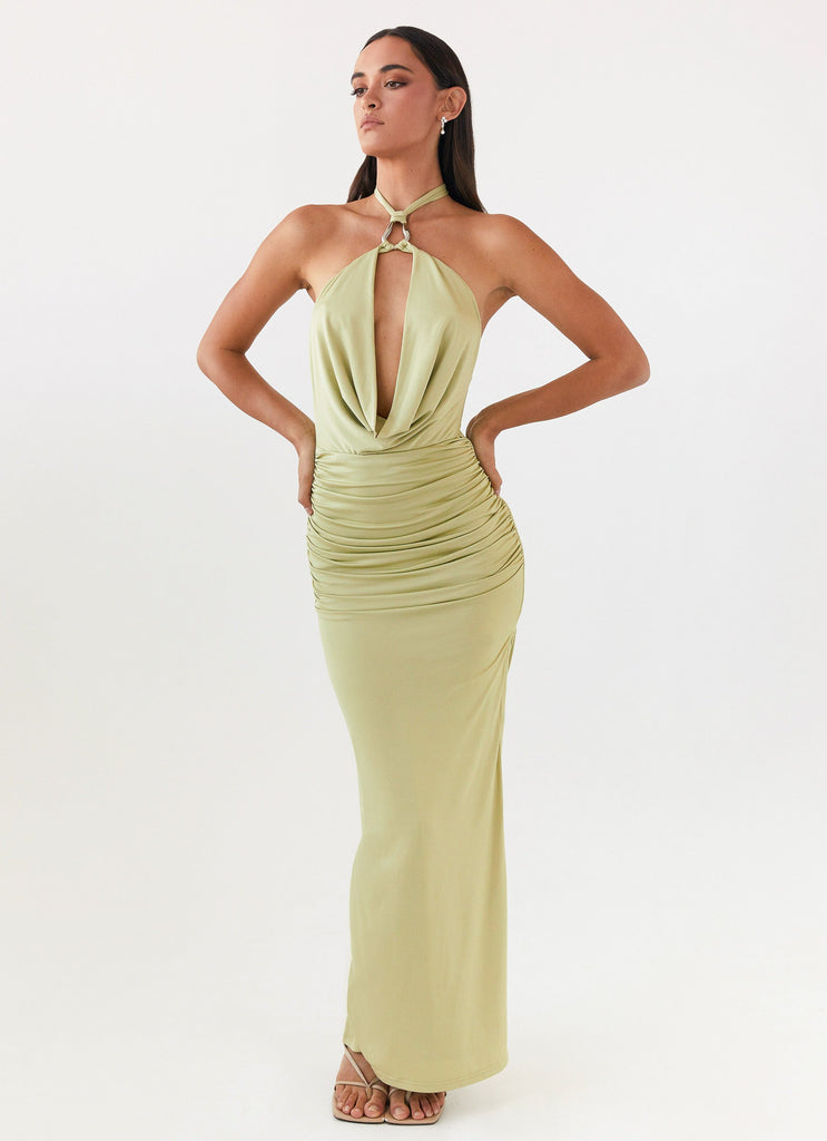 Collective Dress - Peppermayo Exclusive Samara Halterneck Maxi Dress - Sage image 1