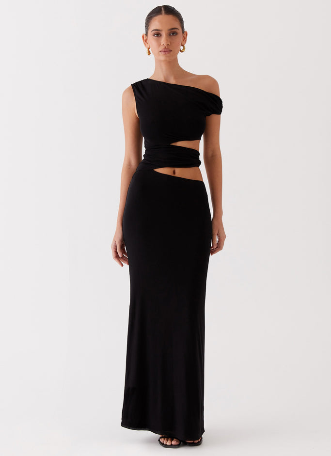 Shop Formal Dress Black - Dress Maxi Shoulder One Margot Exclusive Peppermayo