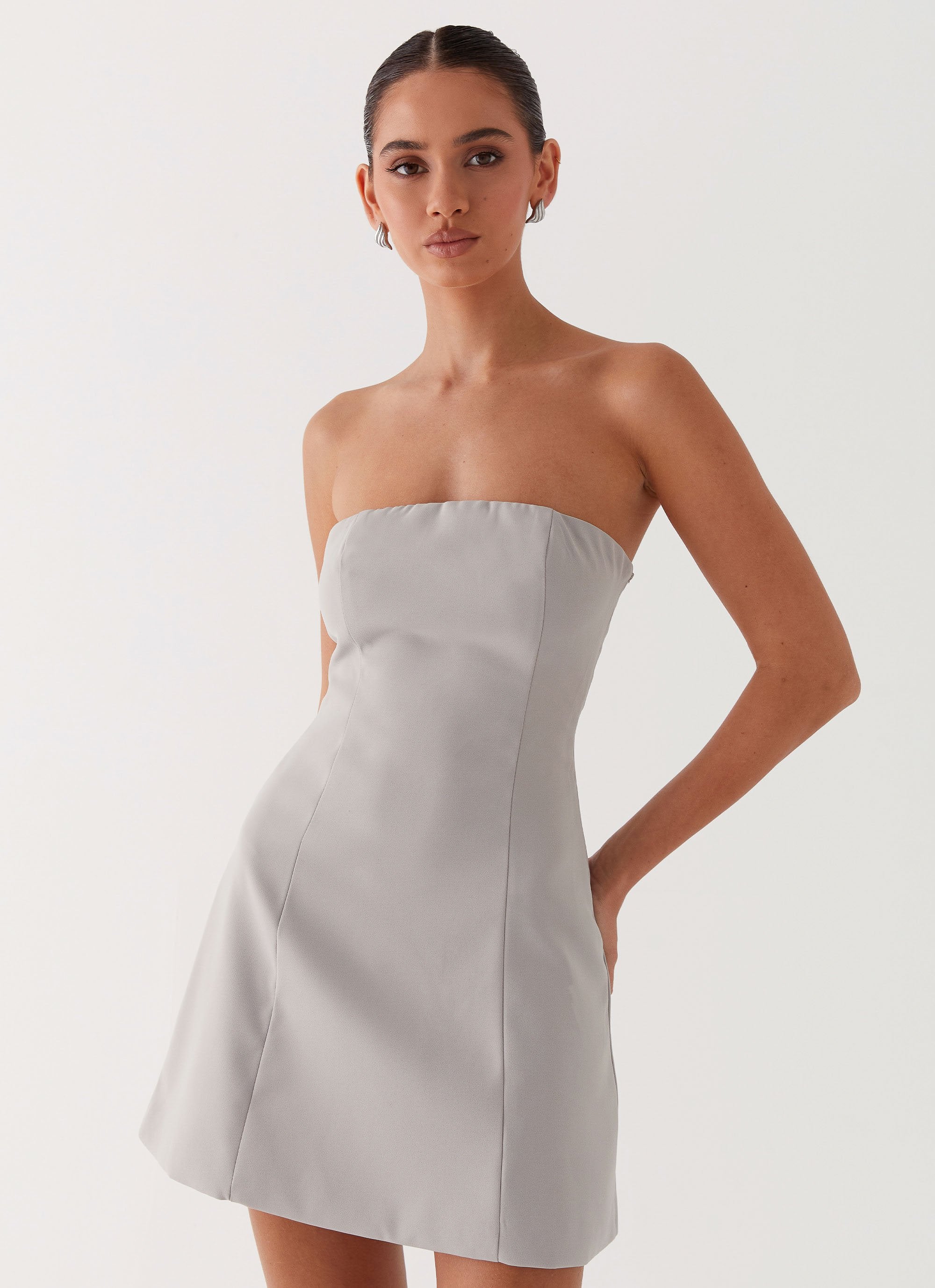 Ayanna Strapless Mini Dress - Grey Peppermayo Ayanna Strapless Mini Dress - Grey Peppermayo