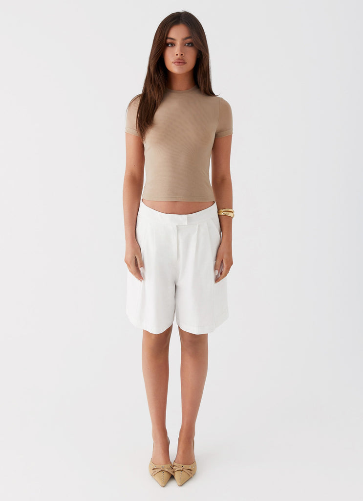 Collective Tops - Peppermayo Exclusive Late Night Mesh Baby Tee - Taupe third image