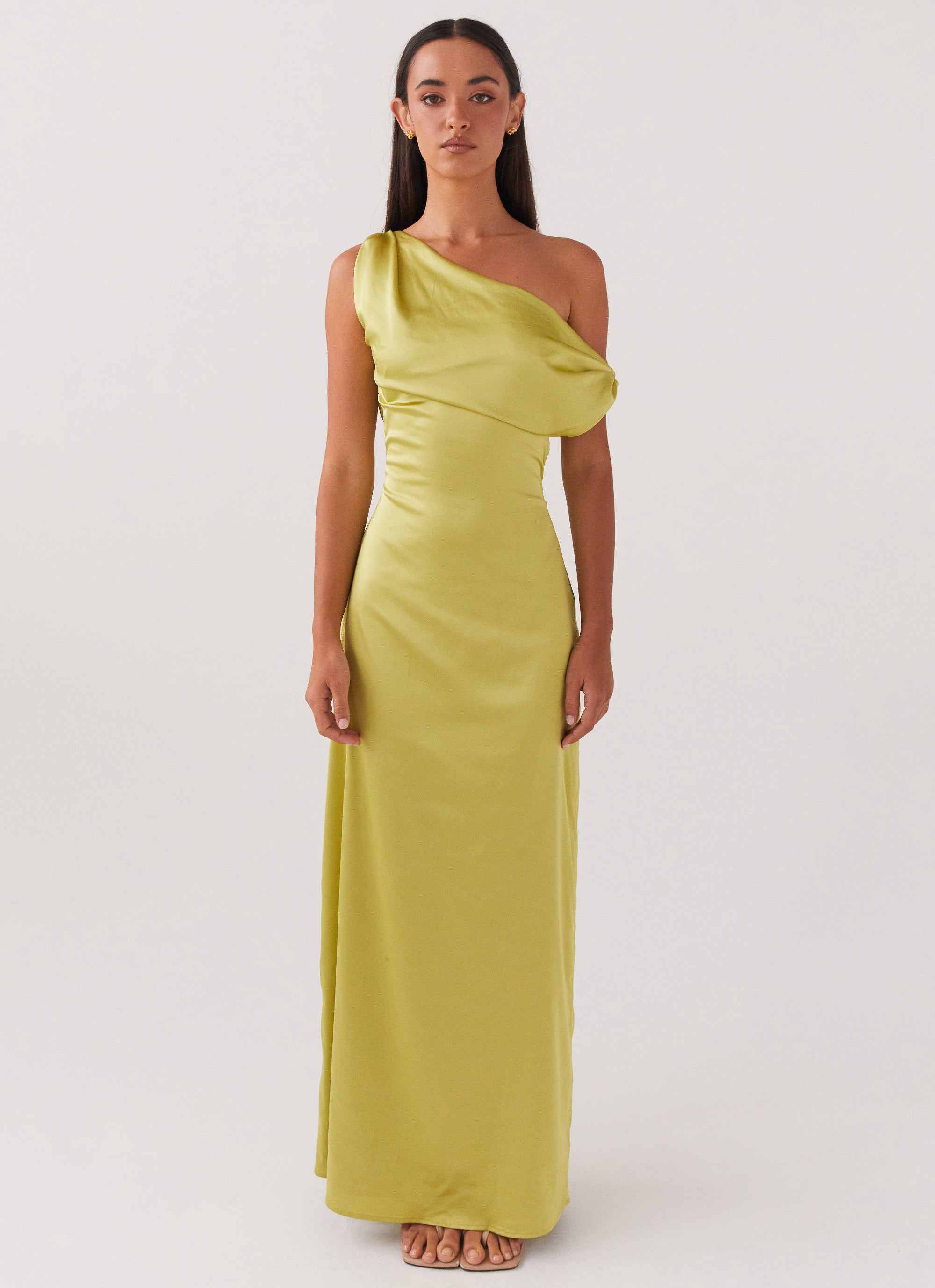 Heart Of Glass Satin Maxi Dress - Chartreuse Peppermayo Heart Of Glass Satin Maxi Dress - Chartreuse Peppermayo