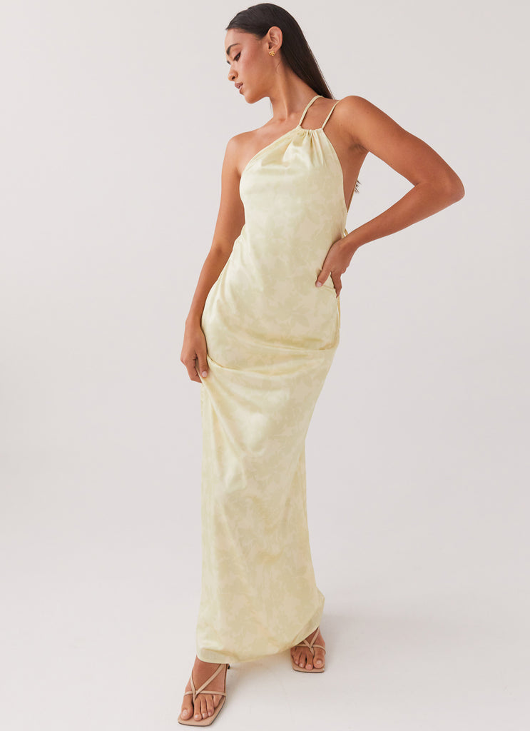 Collective Dress - Peppermayo Exclusive Liliana One Shoulder Maxi Dress - Yellow Floral image 3