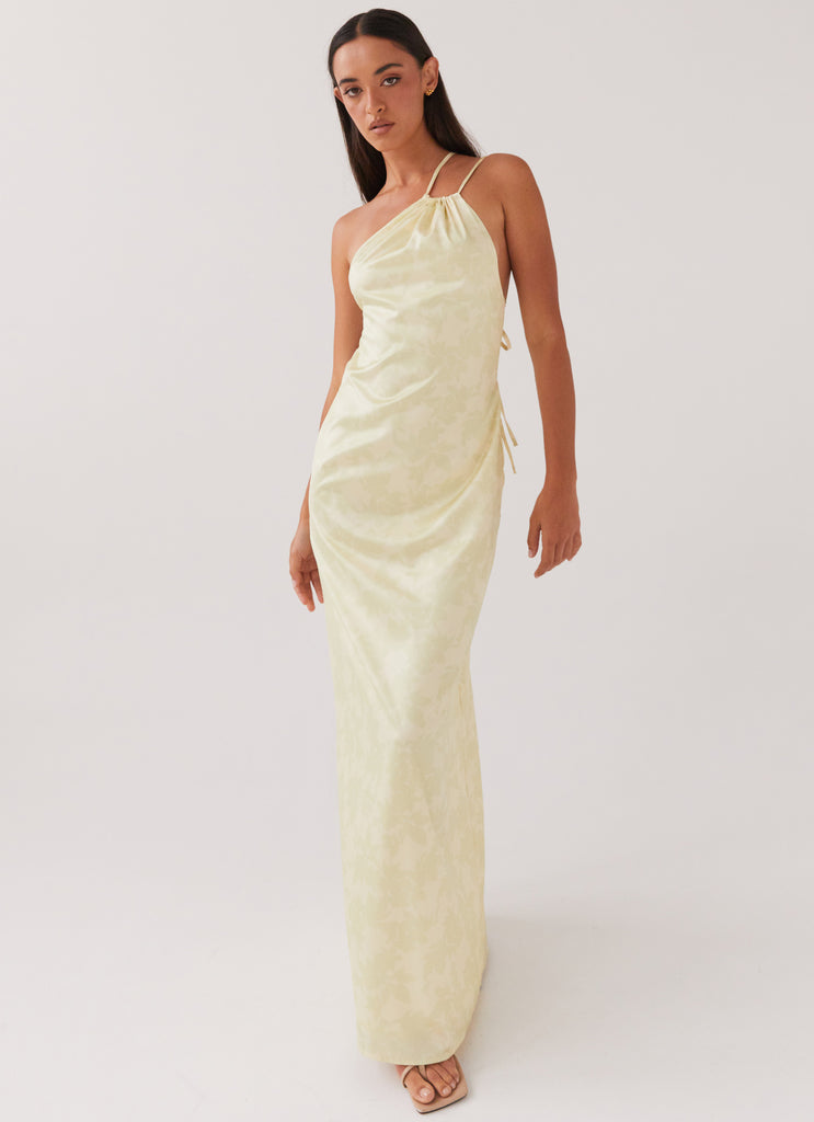 Collective Dress - Peppermayo Exclusive Liliana One Shoulder Maxi Dress - Yellow Floral image 1