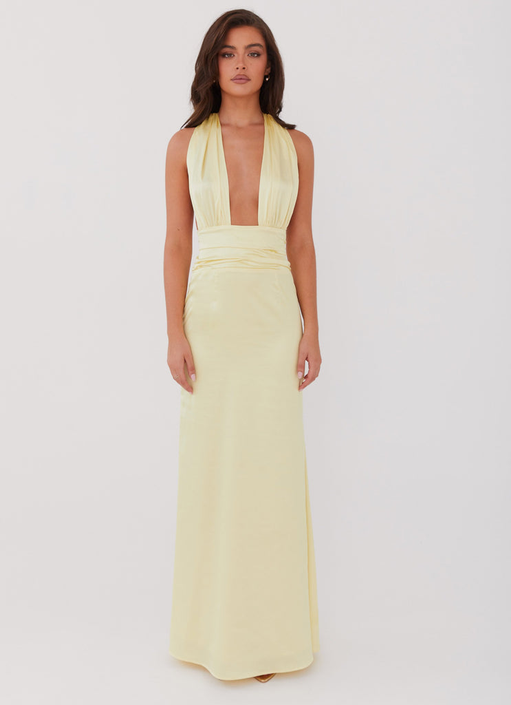 Peppermayo Exclusive Lovelust Halterneck Maxi Dress - Lemon - View 3 | Shop Formal Dress