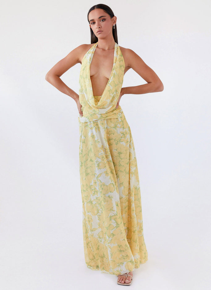 Elysia Chiffon Maxi Dress - Daffodil