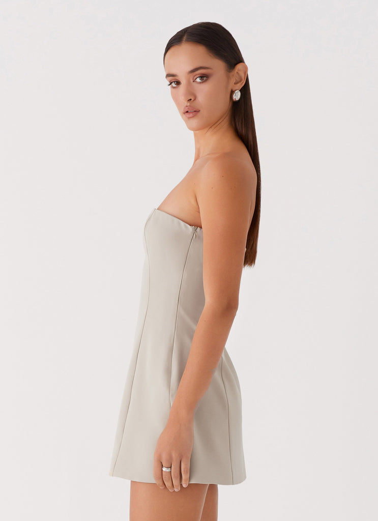 Peppermayo Exclusive Ayanna Strapless Mini Dress - Beige - View 3 | Shop Formal Dress