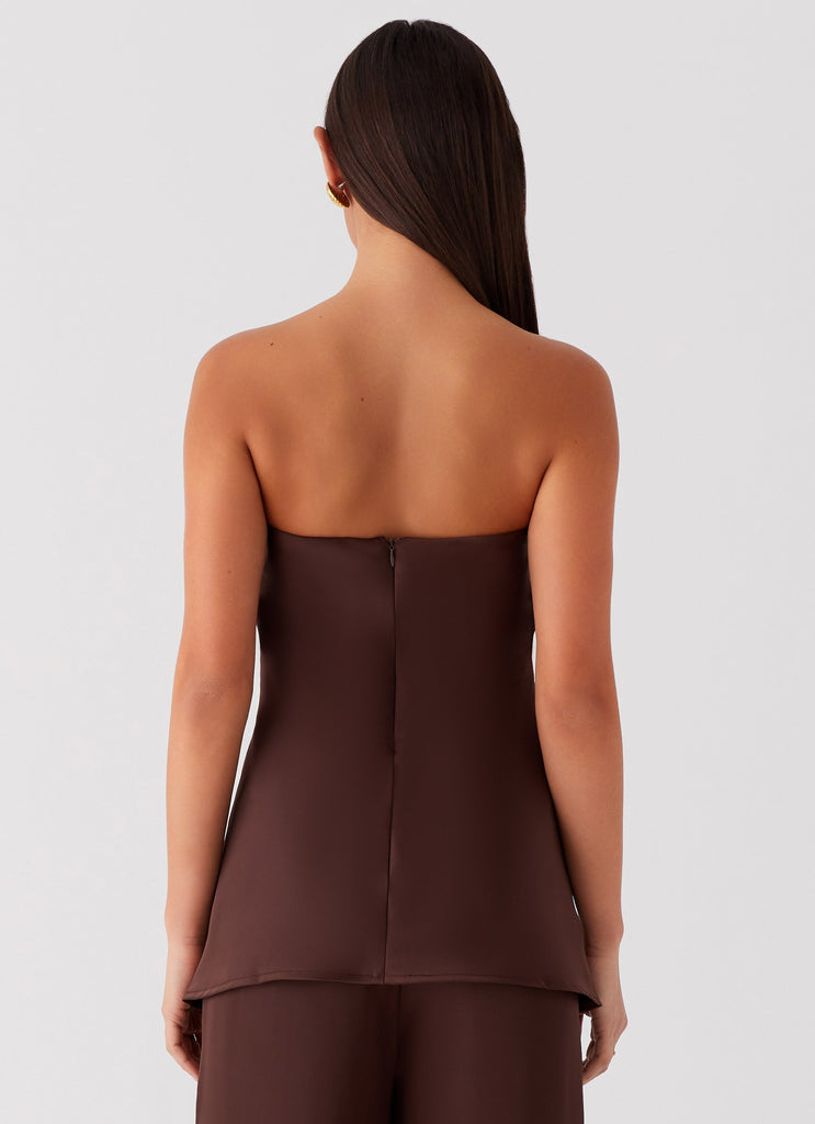 Collective Tops - Peppermayo Exclusive Zoey Satin Tube Top - Chocolate fifth image
