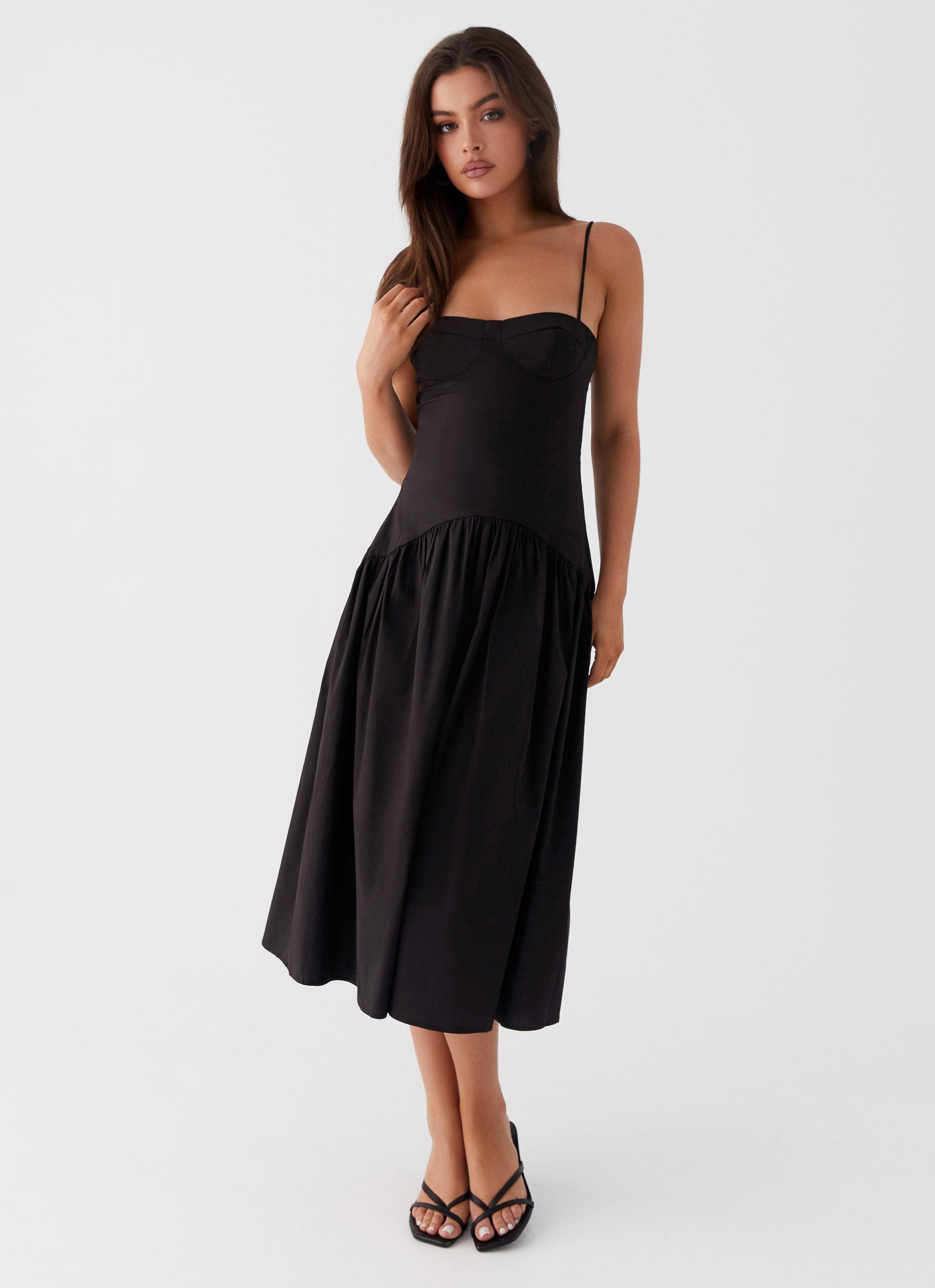 Yvette Corset Midi Dress - Black Peppermayo Yvette Corset Midi Dress - Black Peppermayo