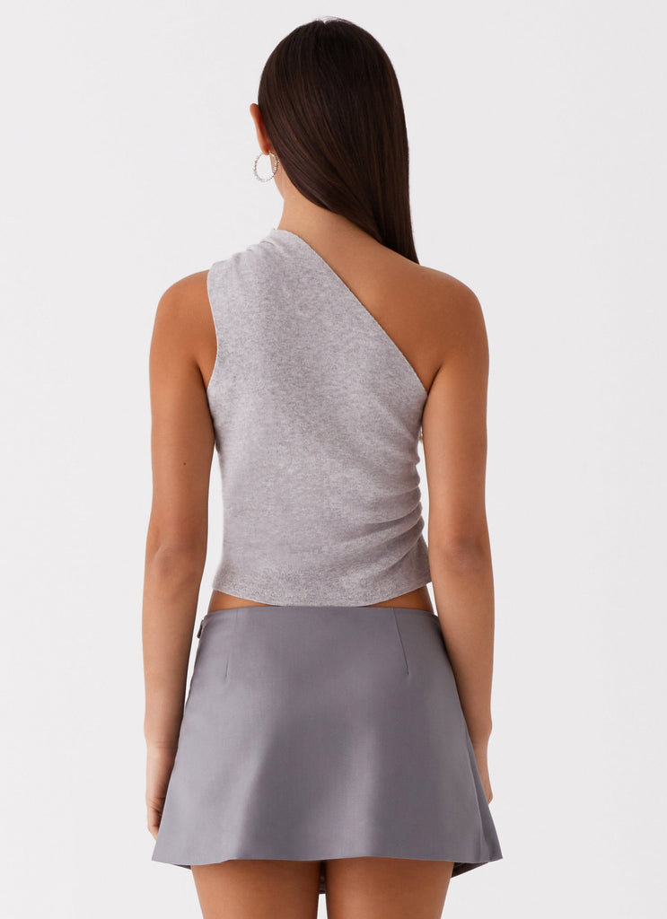 Collective Tops - Peppermayo Exclusive Indy One Shoulder Knit Top - Grey fifth image