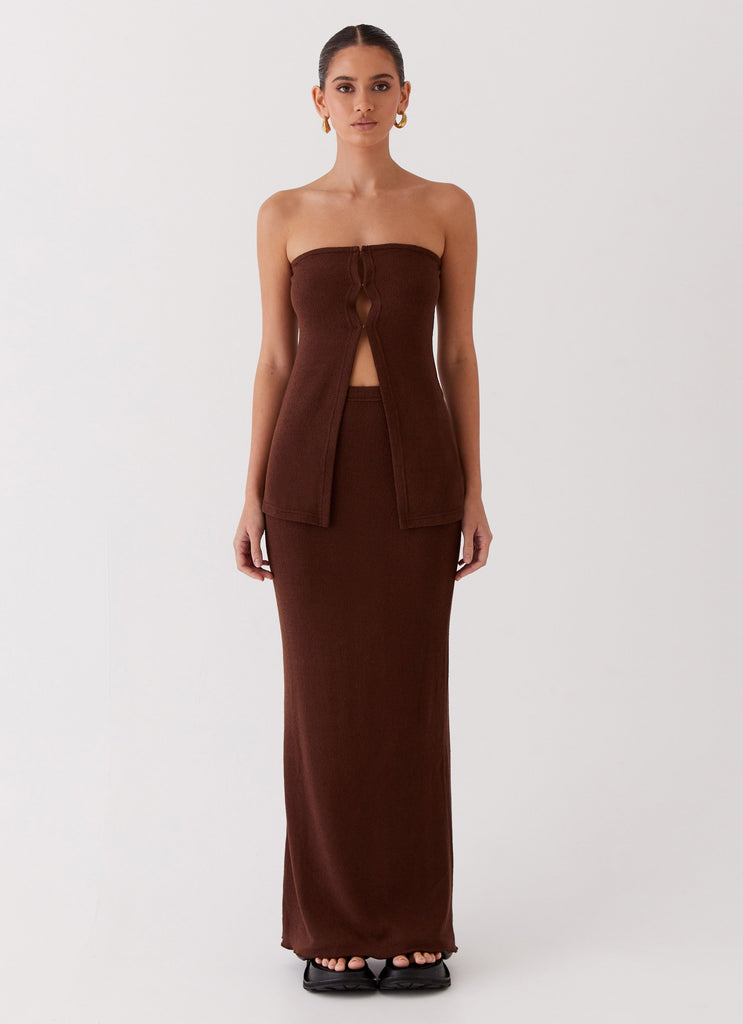 Collective Tops - Peppermayo Exclusive Delicate Lady Knit Top - Chocolate fourth image