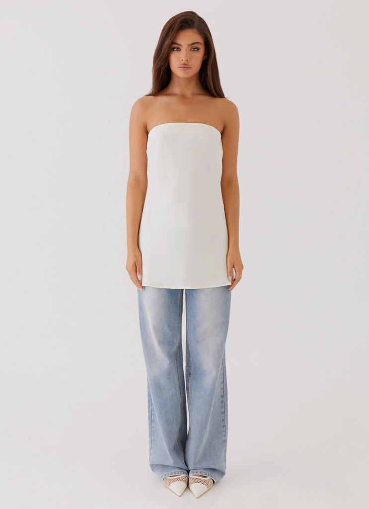 Collective Tops - Peppermayo Exclusive Zoey Satin Tube Top - Pearl third image