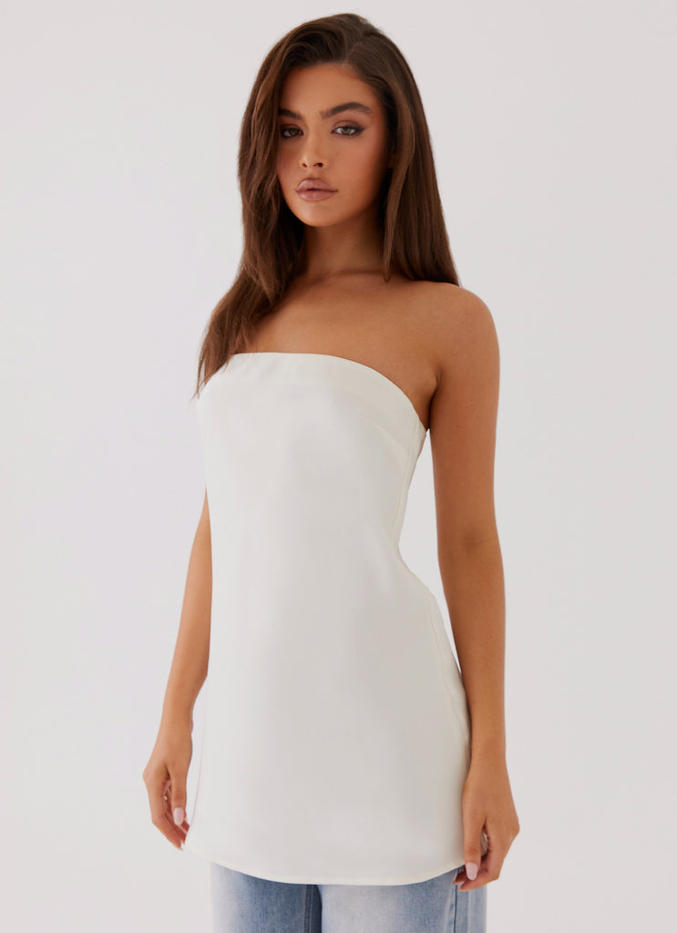 Collective Tops - Peppermayo Exclusive Zoey Satin Tube Top - Pearl fifth image