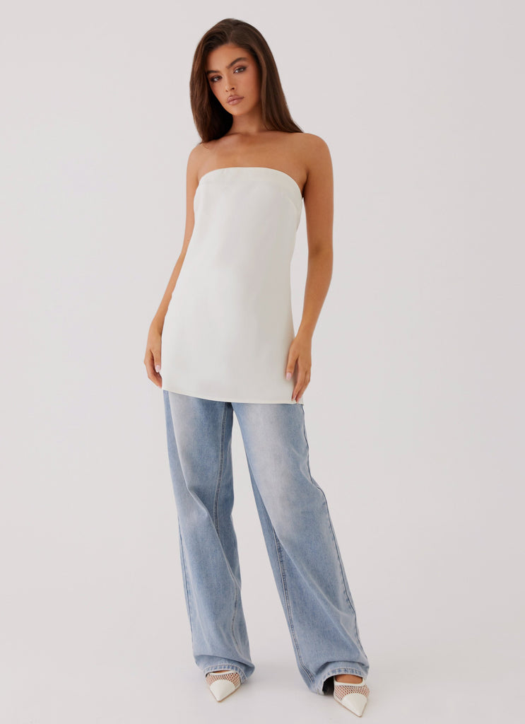 Collective Tops - Peppermayo Exclusive Zoey Satin Tube Top - Pearl sixth image