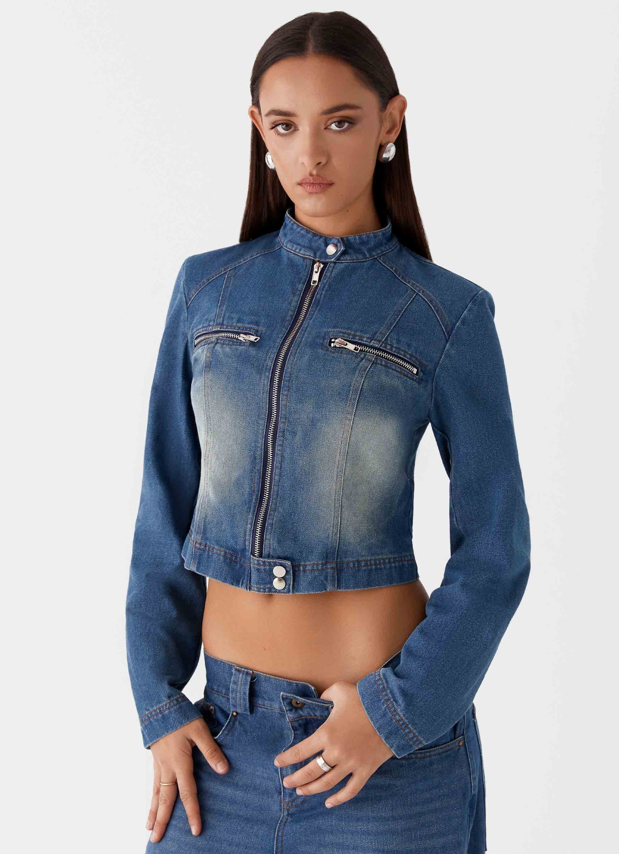 Blue wash denim orders jacket