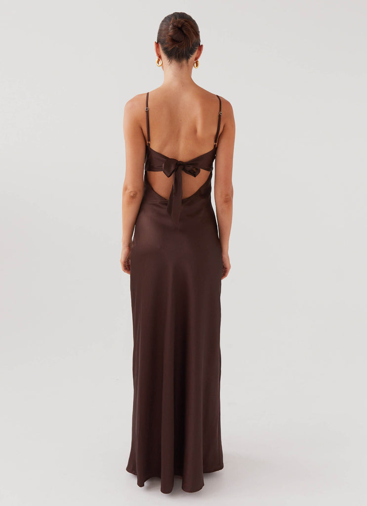 Collective Dress - Peppermayo Exclusive Flora Satin Maxi Dress - Chocolate image 6