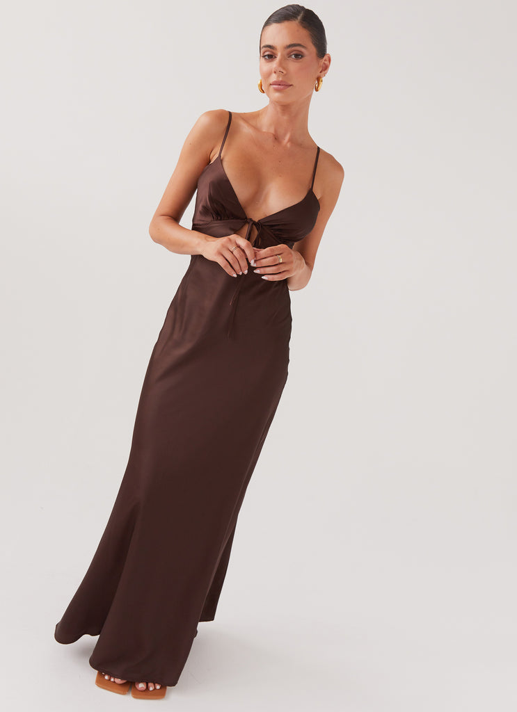 Collective Dress - Peppermayo Exclusive Flora Satin Maxi Dress - Chocolate image 4