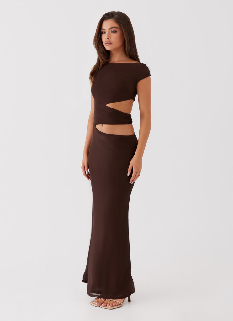 Peppermayo Exclusive Margot One Shoulder Maxi Dress - Chocolate - View 5 | Shop Formal Dress