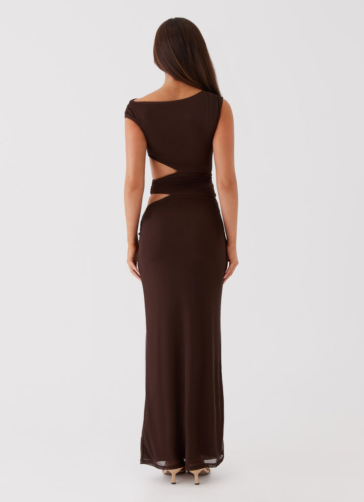 Peppermayo Exclusive Margot One Shoulder Maxi Dress - Chocolate - View 6 | Shop Formal Dress