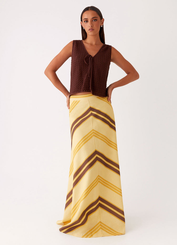 Collective Tops - Peppermayo Exclusive Lillie Knit Tie Vest Top - Chocolate sixth image