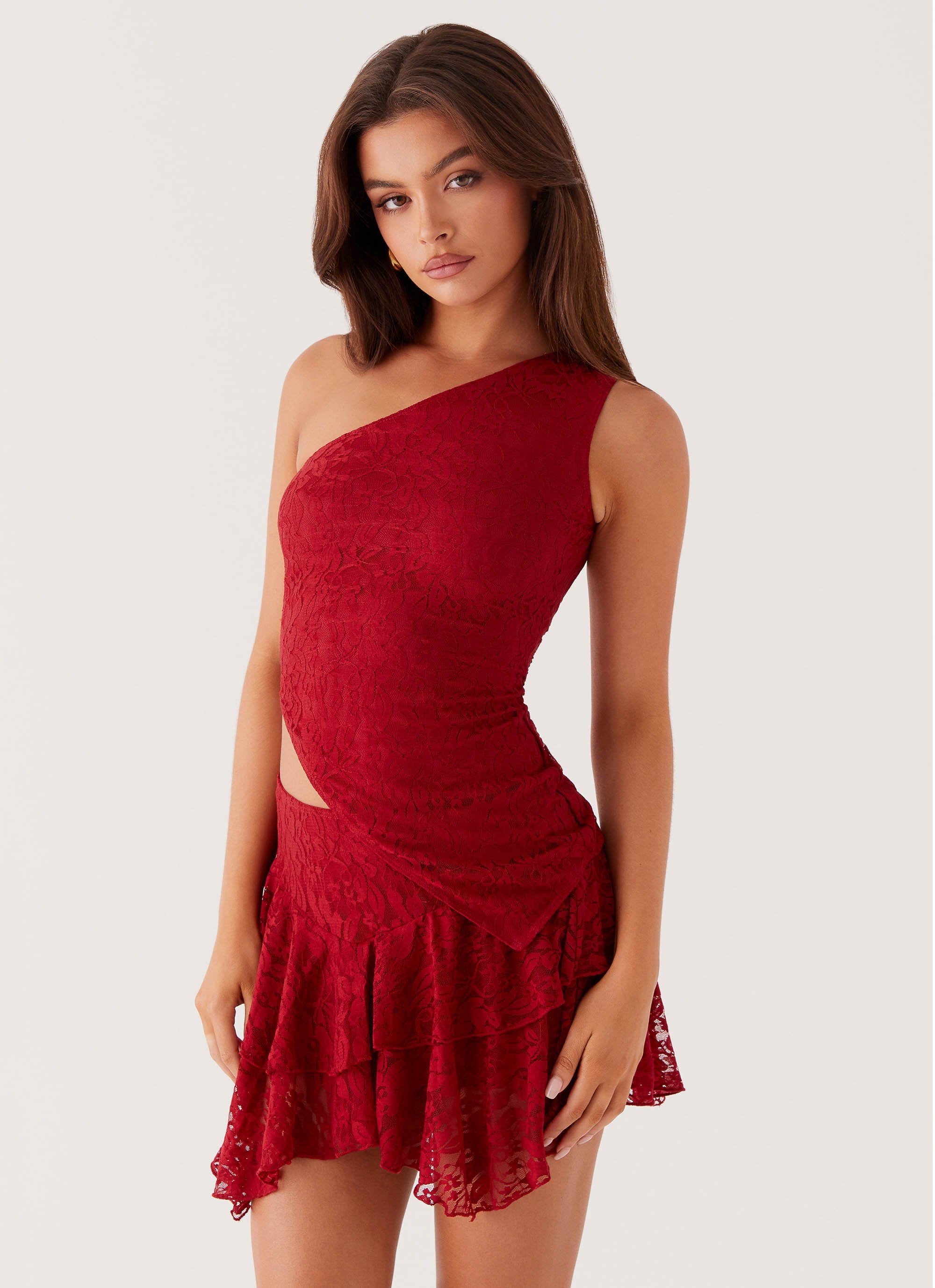 Party All Night Frill Mini Skirt - Maroon Peppermayo Party All Night Frill Mini Skirt - Maroon Peppermayo