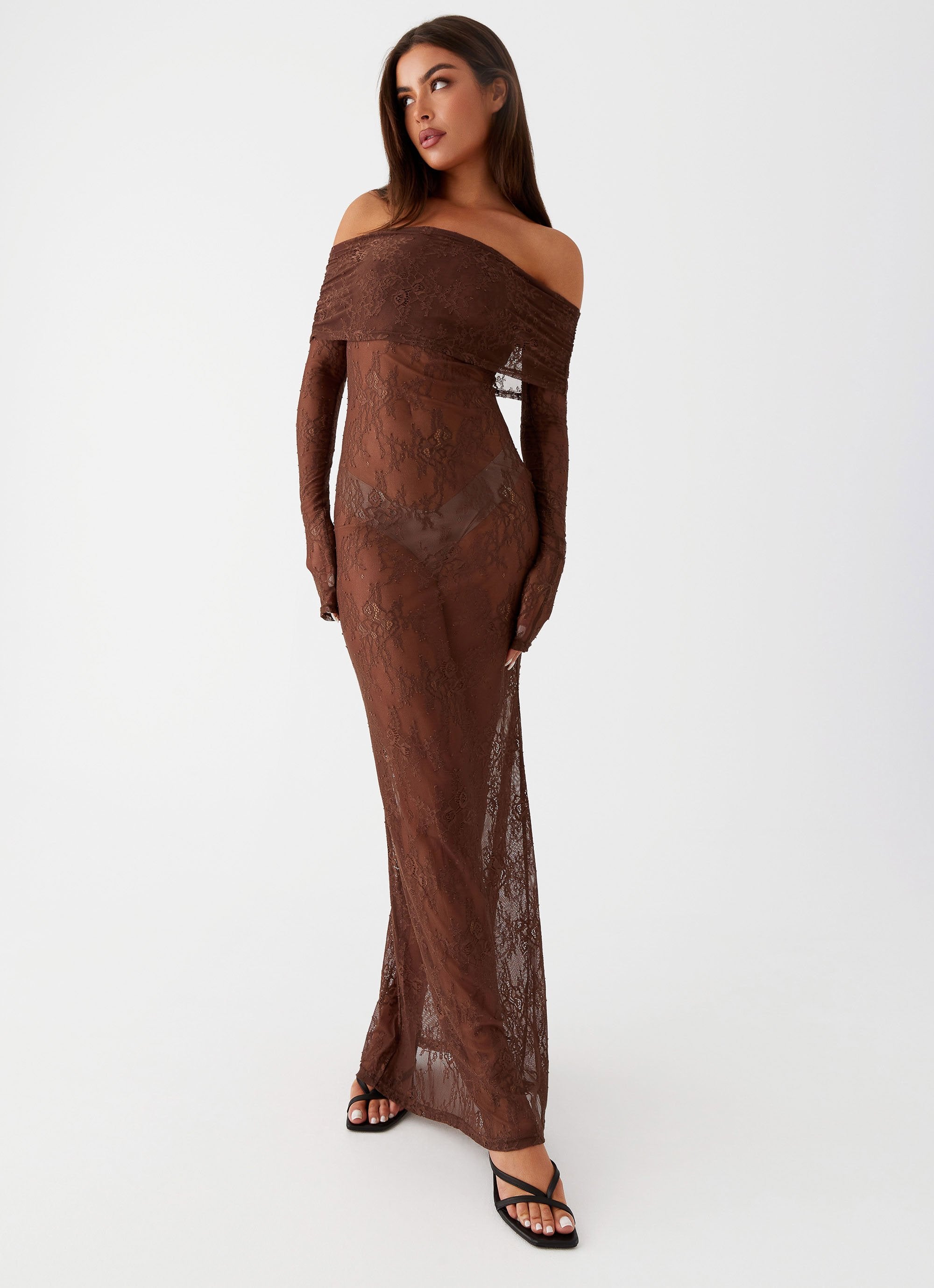 Nadia Lace Maxi Dress - Chocolate Peppermayo Nadia Lace Maxi Dress - Chocolate Peppermayo
