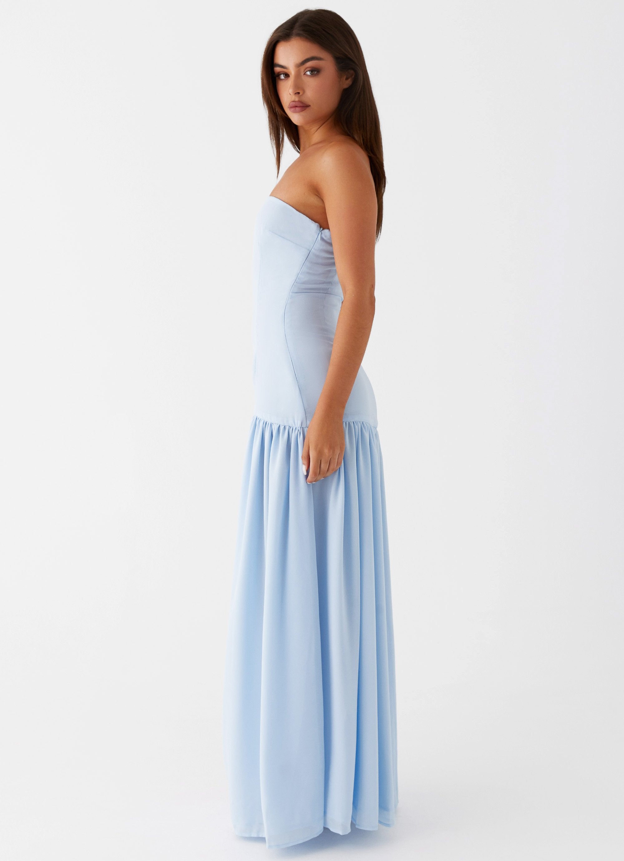 Eden Strapless Maxi Dress Blue – Peppermayo